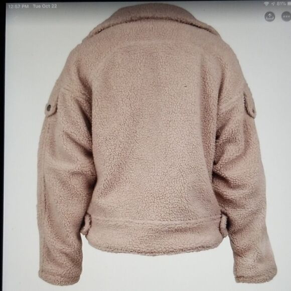 Dusty Rose Faux Fur Shaggy Moto Jacket - Picture 2 of 4